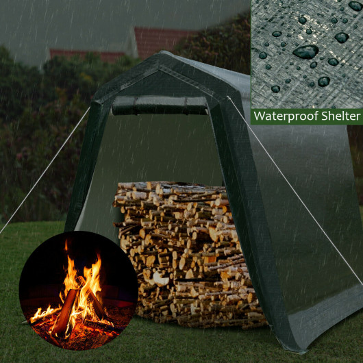 Outdoor Carport Shed with Sidewalls and Waterproof Ripstop Cover-6 x 8 ft - Image 3