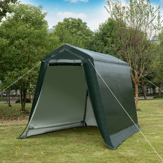 Outdoor Carport Shed with Sidewalls and Waterproof Ripstop Cover-6 x 8 ft - Image 2