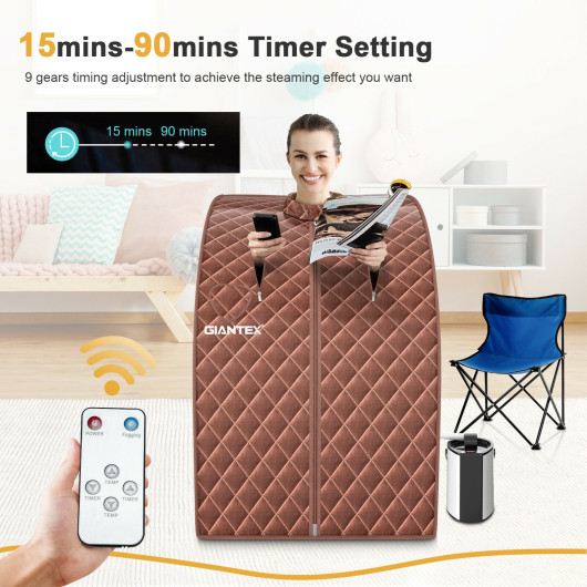 Portable Personal Steam Sauna Spa with 3L Blast-proof Steamer Chair-Coffee - Image 6