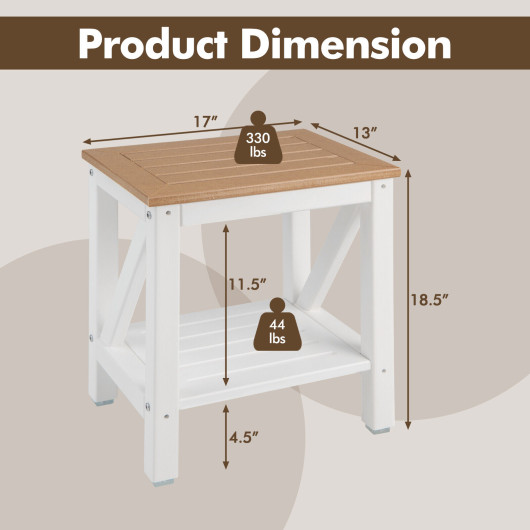 2-tier Waterproof Shower Bench with Storage Shelf-Brown - Image 3