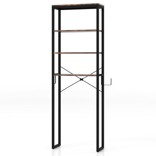 4-Tier Freestanding Over the Toilet Storage Rack-Rustic Brown