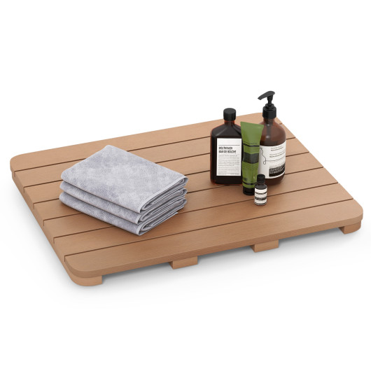 Waterproof HIPS Bath Spa Shower Mat with Non Slip Foot Pads-Brown - Image 3