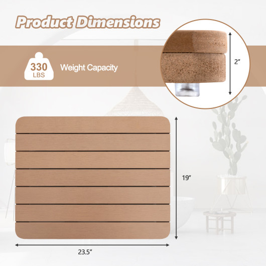 Waterproof HIPS Bath Spa Shower Mat with Non Slip Foot Pads-Brown - Image 6