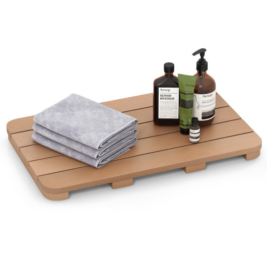 Waterproof HIPS Spa Shower Mat for Bathroom with Non Slip Foot Pads-Brown - Image 2