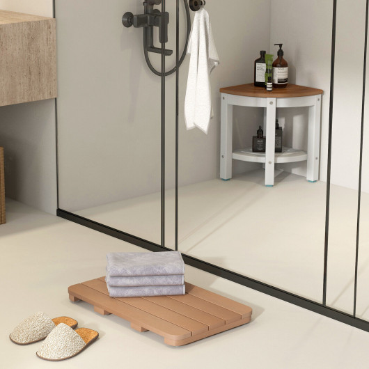 Waterproof HIPS Spa Shower Mat for Bathroom with Non Slip Foot Pads-Brown - Image 5