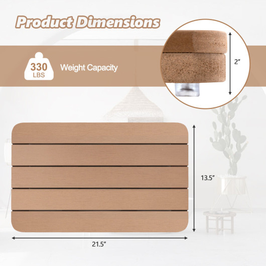 Waterproof HIPS Spa Shower Mat for Bathroom with Non Slip Foot Pads-Brown - Image 6