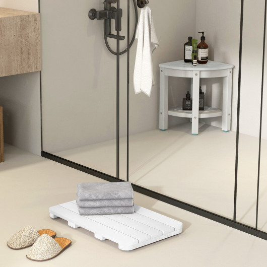 Waterproof HIPS Spa Shower Mat for Bathroom with Non Slip Foot Pads-White - Image 2