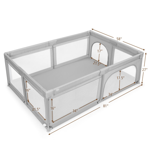 Extra-Large Safety Baby Fence with 50 Ocean Balls-Gray - Image 6