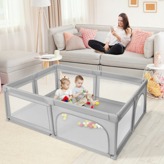 Extra-Large Safety Baby Fence with 50 Ocean Balls-Gray - Image 3