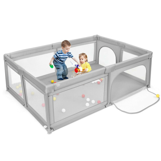 Extra-Large Safety Baby Fence with 50 Ocean Balls-Gray - Image 5