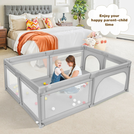 Extra-Large Safety Baby Fence with 50 Ocean Balls-Gray - Image 4