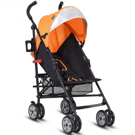 Folding Lightweight Baby Toddler Umbrella Travel Stroller-Orange - Image 4