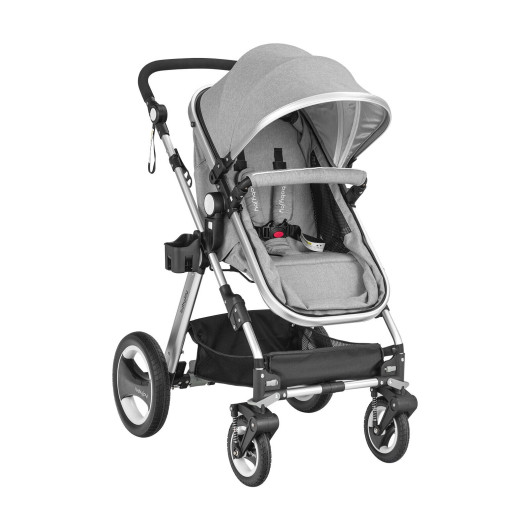 Folding Aluminum Baby Stroller Baby Jogger with Diaper Bag-Gray - Image 2