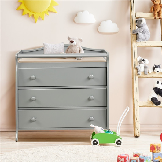 Baby Changing Table Infant Diaper with 3 Drawers and Safety Belt-Gray - Image 3