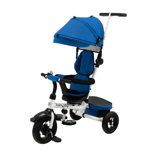 Folding Tricycle Baby Stroller with Reversible Seat and Adjustable Canopy-Blue - Image 5