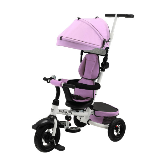 Folding Tricycle Baby Stroller with Reversible Seat and Adjustable Canopy-Pink - Image 6