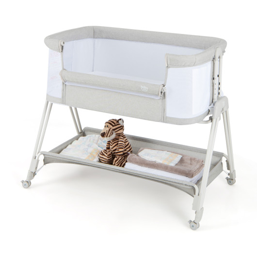 Portable Bedside Sleeper for Baby with 7 Adjustable Heights-Gray