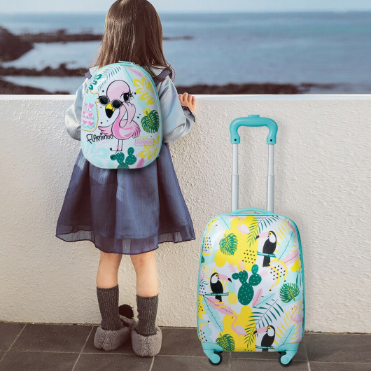 2 Pieces Kid's Luggage Set 12-inch Backpack and 16-inch Rolling Suitcase Travel - Image 3