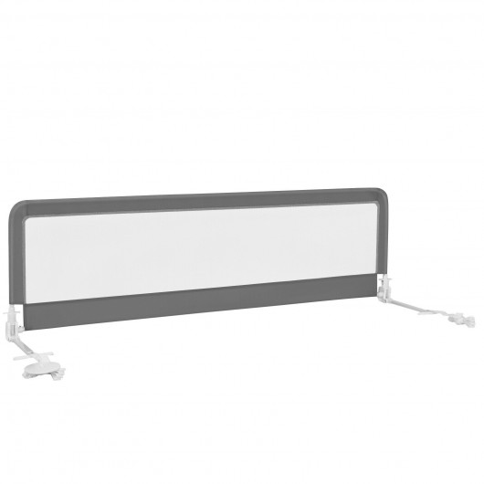 71 Inch Extra Long Swing Down Bed Guardrail with Safety Straps-Gray