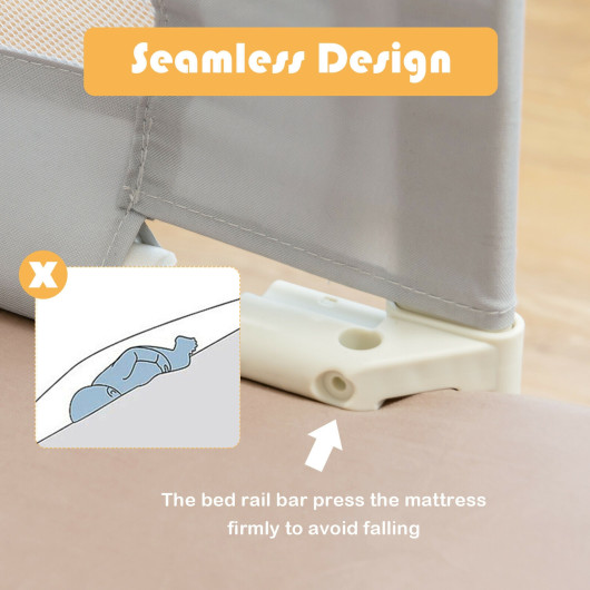57 Inches Bed Rail for Toddlers with Double Lock-Gray - Image 5