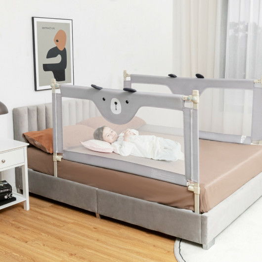 57 Inches Bed Rail for Toddlers with Double Lock-Gray - Image 4