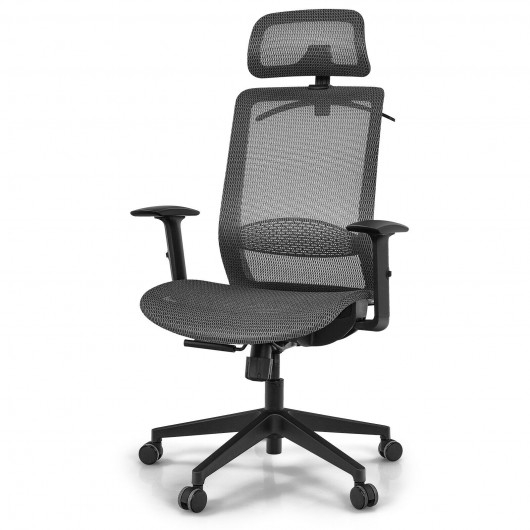 Height Adjustable Ergonomic High Back Mesh Office Chair with Hange-Gray - Image 5