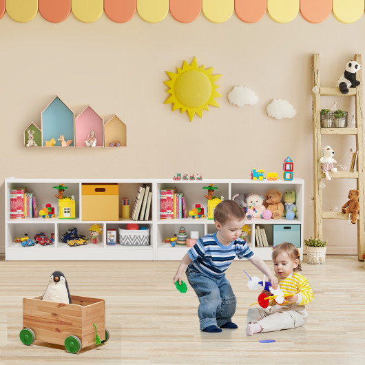Kids 2-Shelf Bookcase 5-Cube Wood Toy Storage Cabinet Organizer-White - Image 3