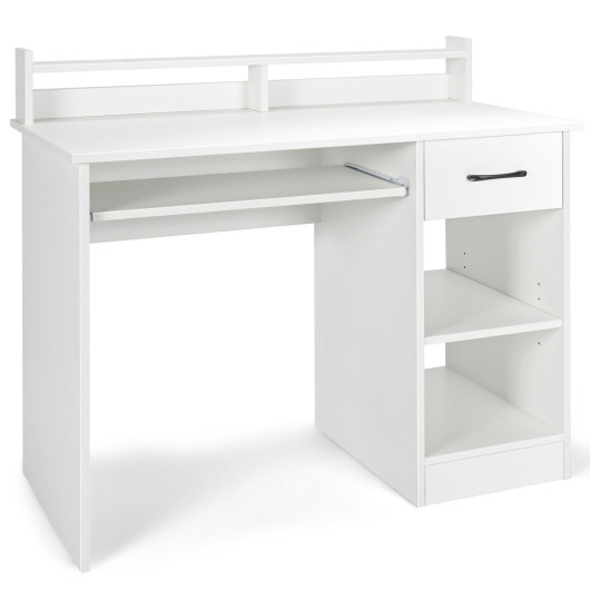 Study Laptop Table with Drawer and Keyboard Tray-White - Image 4