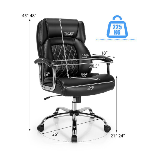 Height Adjustable Big and Tall Office Chair Computer Desk Chair with Metal Base-Black - Image 3