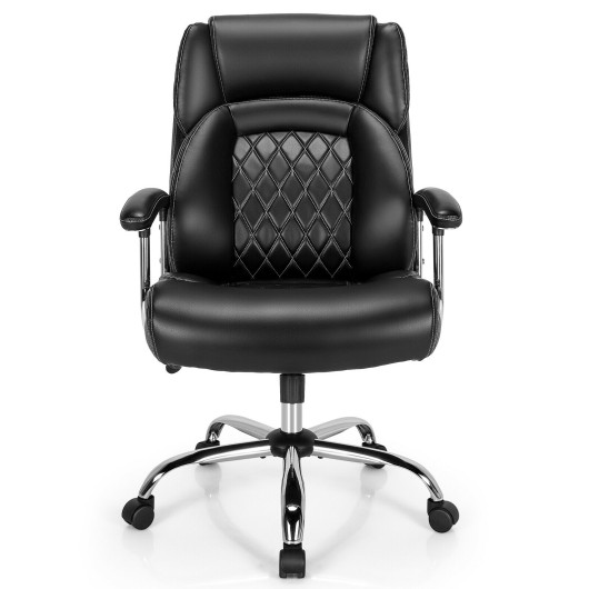 Height Adjustable Big and Tall Office Chair Computer Desk Chair with Metal Base-Black - Image 4