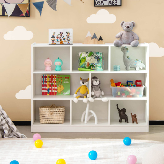 3-Tier Open Bookcase 8-Cube Floor Standing Storage Shelves Display Cabinet-White - Image 6