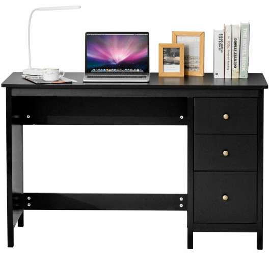 3-Drawer Home Office Study Computer Desk with Spacious Desktop-Black - Image 4