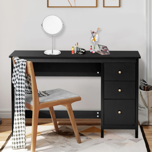 3-Drawer Home Office Study Computer Desk with Spacious Desktop-Black - Image 5