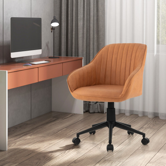 Modern Home Office Chair with Curved Backrest and Comfortable Armrests-Brown - Image 3