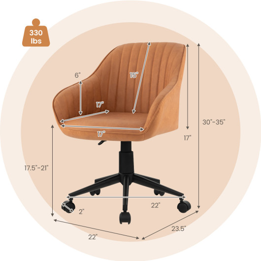 Modern Home Office Chair with Curved Backrest and Comfortable Armrests-Brown - Image 4