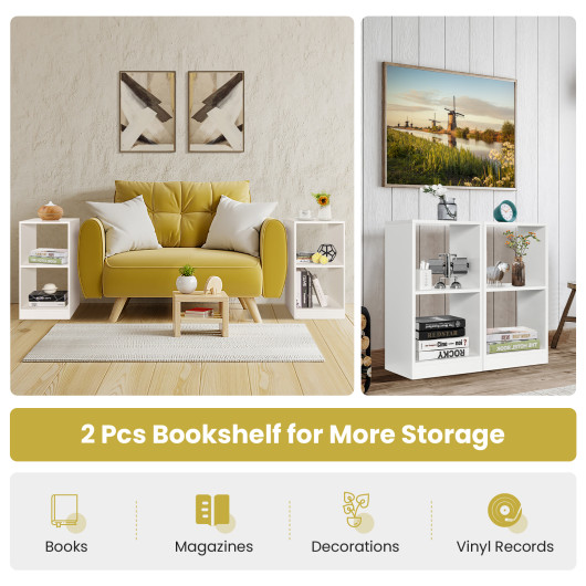 2 Pieces 2-tier Bookcase Set with Anti-toppling Device - Image 4