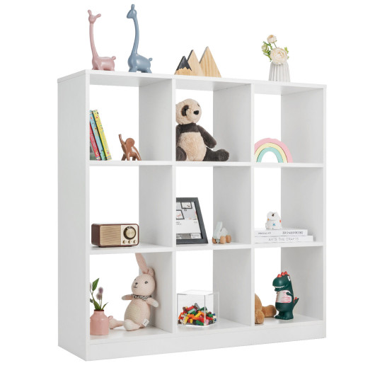 Modern 9-Cube Bookcase with 2 Anti-Tipping Kits for Books Toys Ornaments-White - Image 3