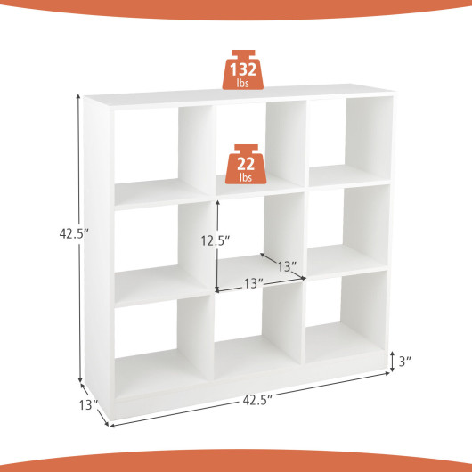 Modern 9-Cube Bookcase with 2 Anti-Tipping Kits for Books Toys Ornaments-White - Image 2