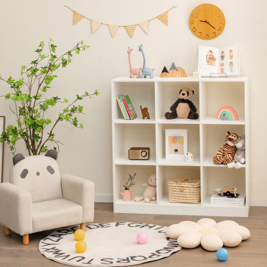 Modern 9-Cube Bookcase with 2 Anti-Tipping Kits for Books Toys Ornaments-White - Image 4
