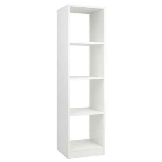 5 Tiers 4-Cube Narrow Bookshelf with 4 Anti-Tipping Kits-White - Image 2