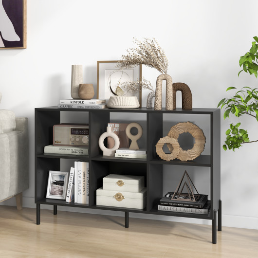 Open-Back Bookshelf with Drawer for Study-Black - Image 2
