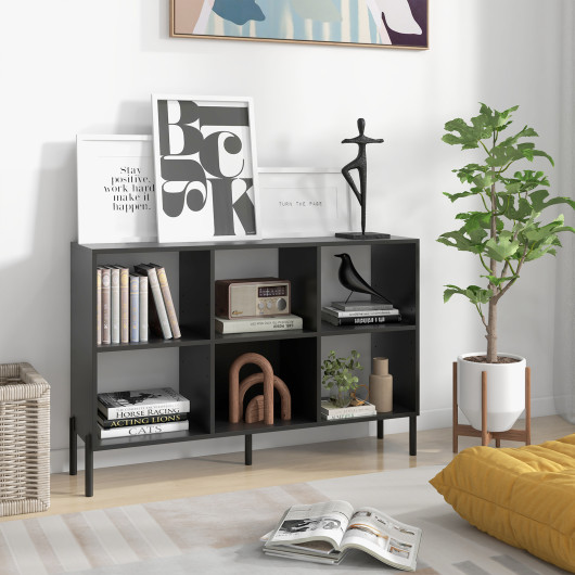Open-Back Bookshelf with Drawer for Study-Black - Image 5