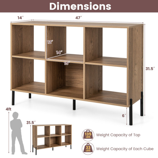 Open-Back Bookshelf with Drawer for Study-Natural - Image 2
