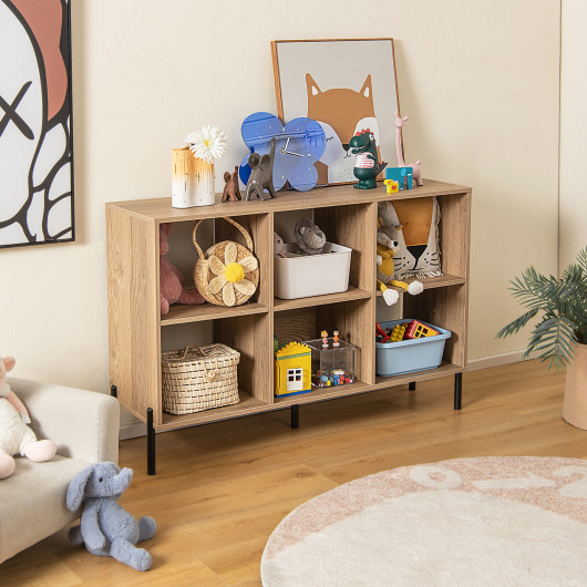 Open-Back Bookshelf with Drawer for Study-Natural - Image 3