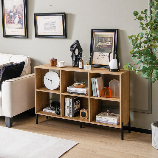 Open-Back Bookshelf with Drawer for Study-Natural - Image 5