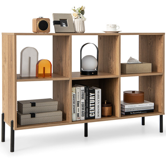 Open-Back Bookshelf with Drawer for Study-Natural - Image 6