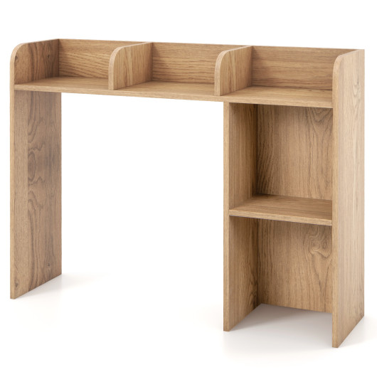 3-Tier Multipurpose Desk Bookshelf with 4 Shelves-Natural - Image 2