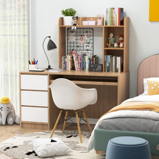 3-Tier Multipurpose Desk Bookshelf with 4 Shelves-Natural - Image 4