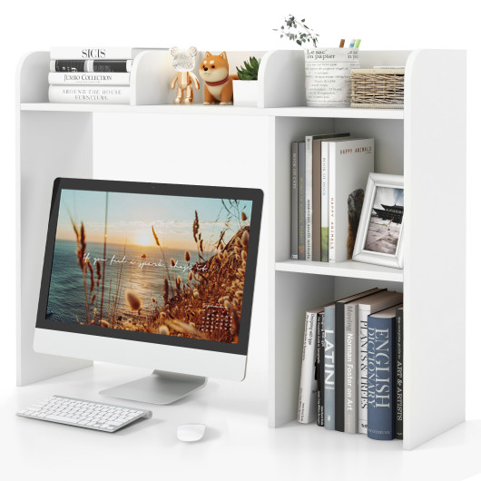 3-Tier Multipurpose Desk Bookshelf with 4 Shelves-White - Image 5