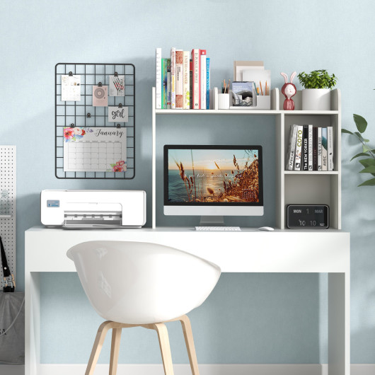 3-Tier Multipurpose Desk Bookshelf with 4 Shelves-White - Image 4